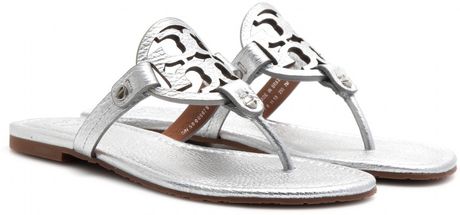 tory burch sandals miller leather silver