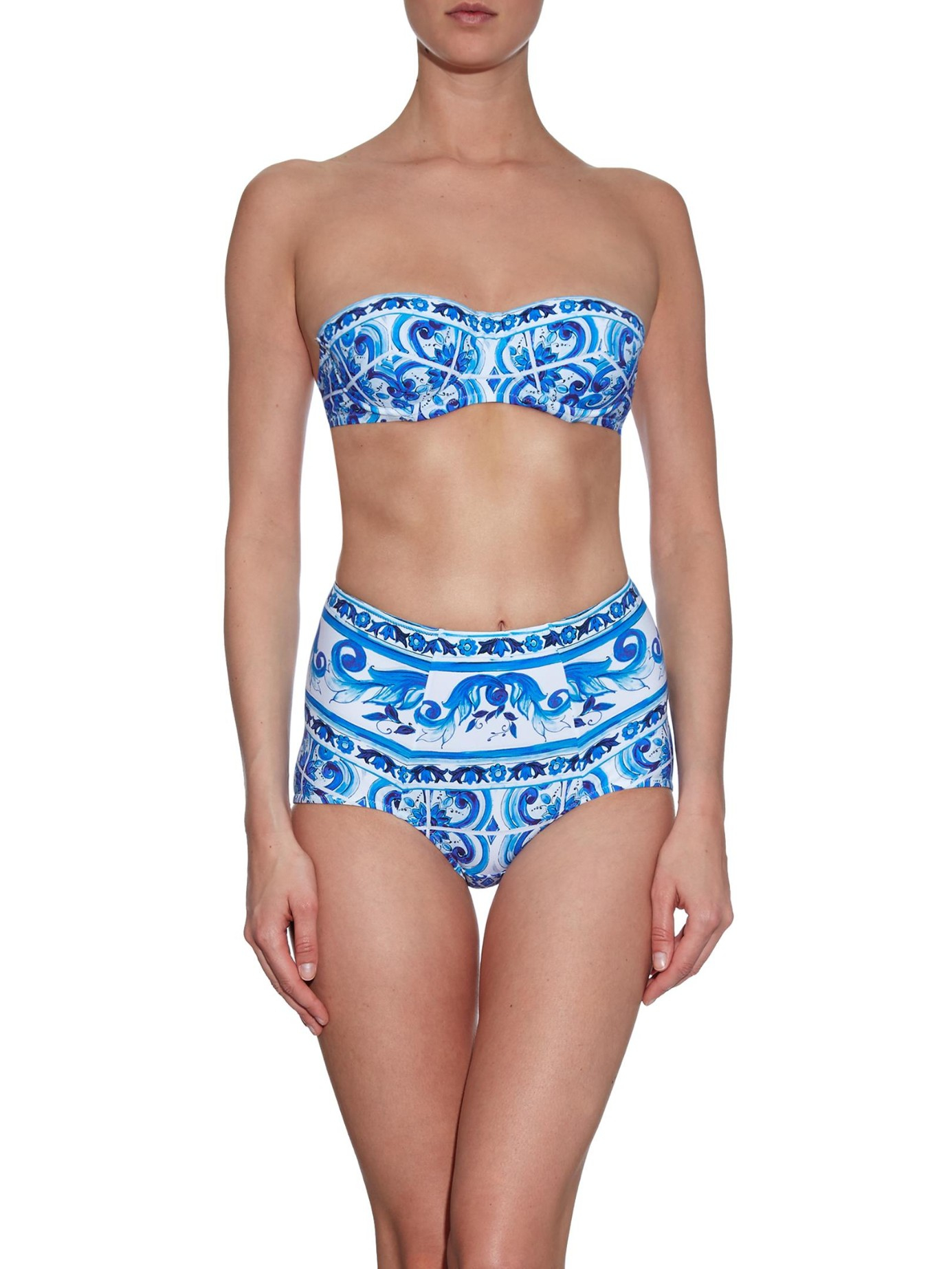 Lyst Dolce Gabbana Majolica Print Bikini In Blue