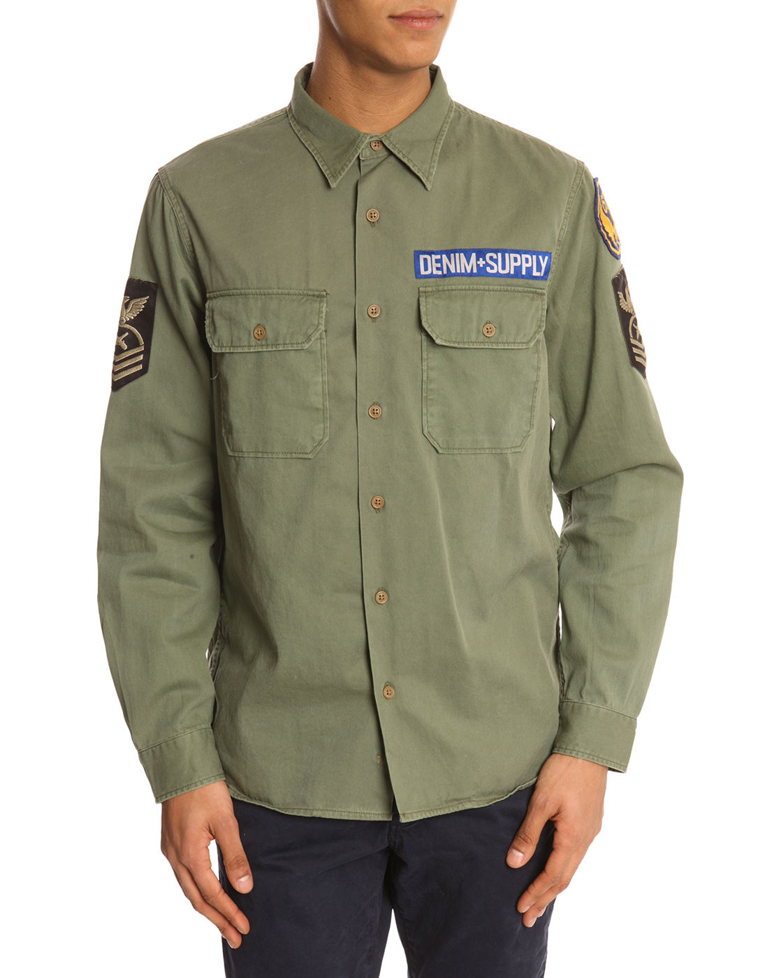Denim & Supply Ralph Lauren Army Multipatch Khaki Shirt in Green for