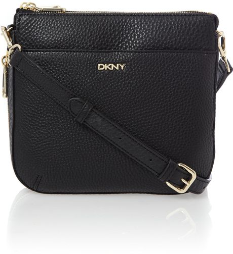 Dkny Tribeca Black Double Zip Cross Body Bag in Black