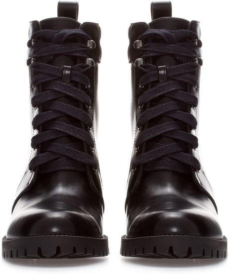 zara leather ankle boots with block heel