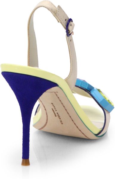 Sophia Webster Jemima Jeweled Leather Suede Slingback Sandals in Yellow (MOTHER) | Lyst