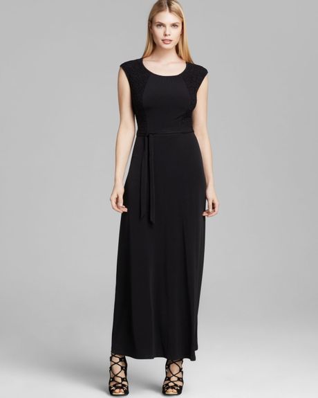 Calvin Klein Cap Sleeve Maxi Dress in Black