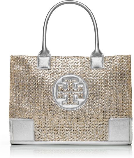 tory burch ella metallic tote