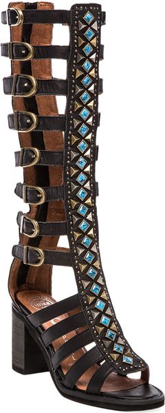 Jeffrey Campbell Badu Embellished Gladiator Sandal in Black | Lyst