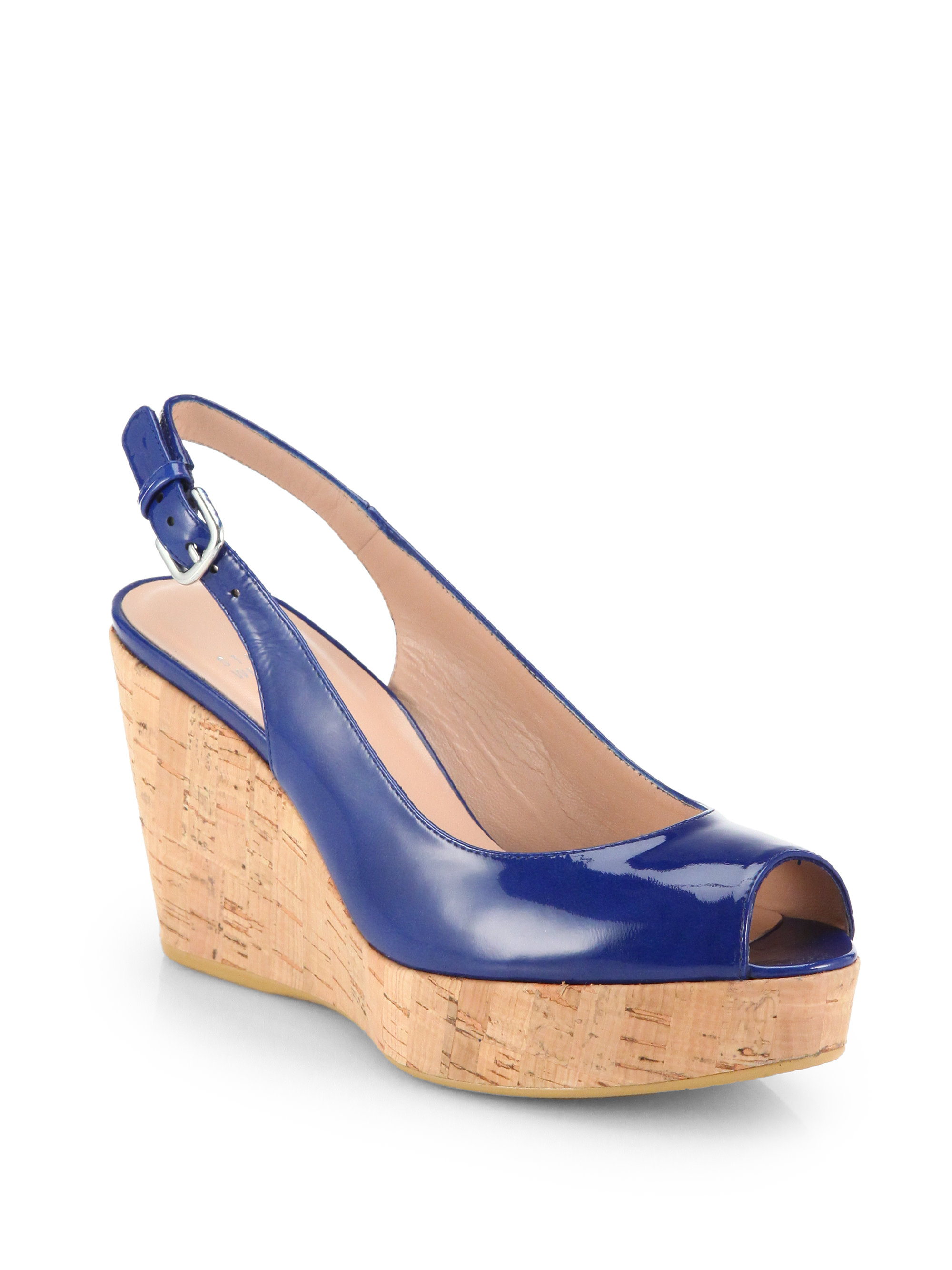 stuart weitzman addy suede & patent leather slingback pumps