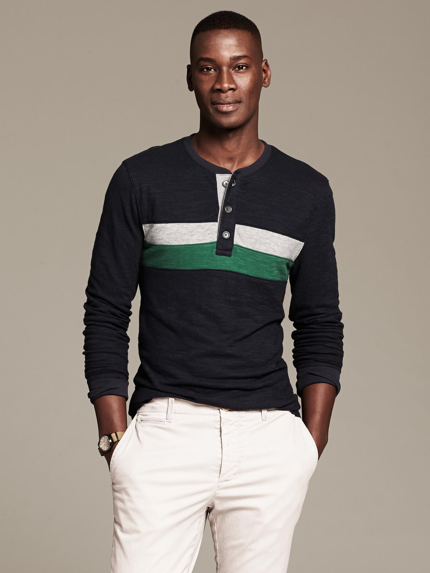 Banana Republic Chest Stripe Henley Preppy Navy in Blue for Men (Preppy