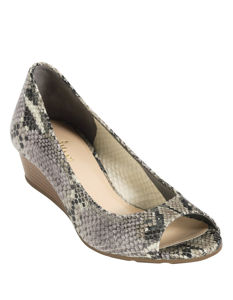 Cole Haan Embossed Leather Wedge Pumps in Gray (grey) Lyst