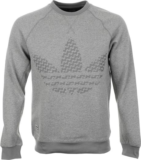 Adidas Originals Trefoil Sweatshirt Jumper in Gray for Men (Grey) | Lyst