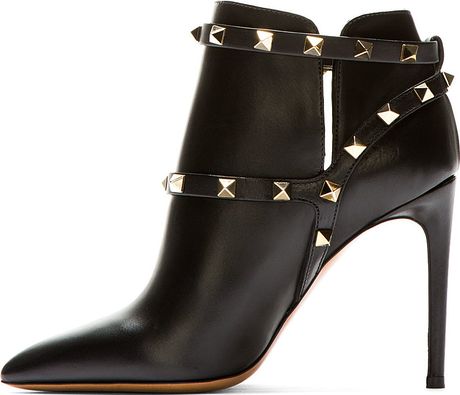valentino black rockstud ankle boots