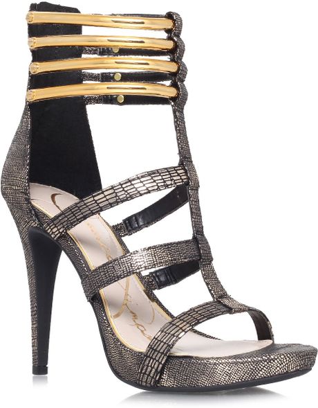 Jessica Simpson Cendini Heeled Court Shoes in Black (Gold) | Lyst