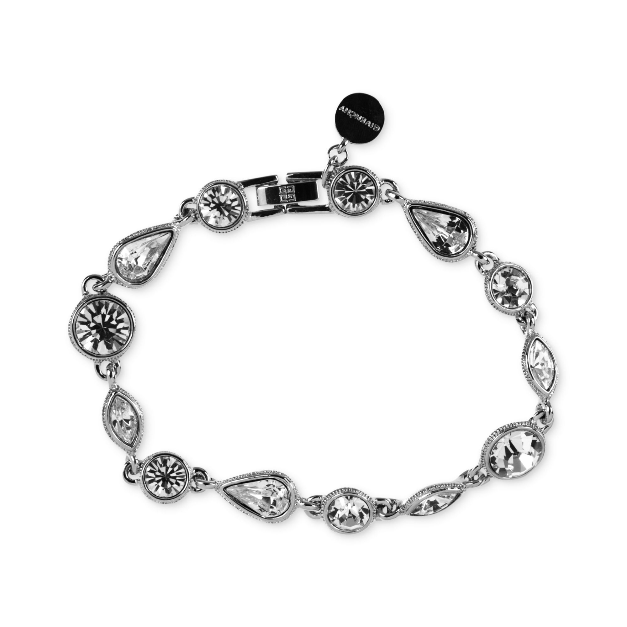 Givenchy Silvertone Teardrop Swarovski Element Flex Bracelet in Silver