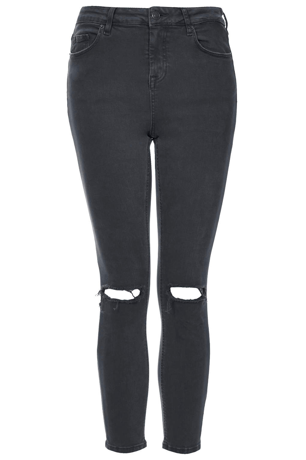 Topshop Petite Moto Ripped Black Wash Jamie Jeans In Black Washed