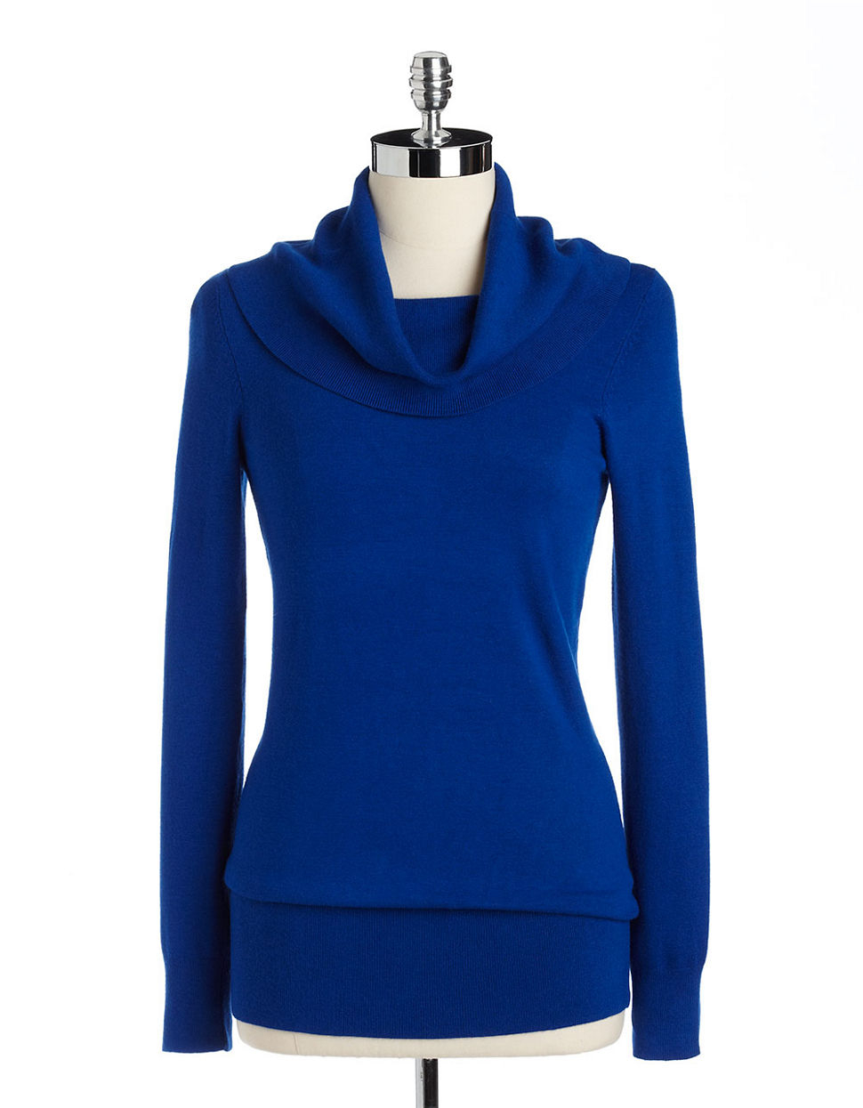 French Connection Foldover Boatneck Tunic Sweater in Blue (Electric