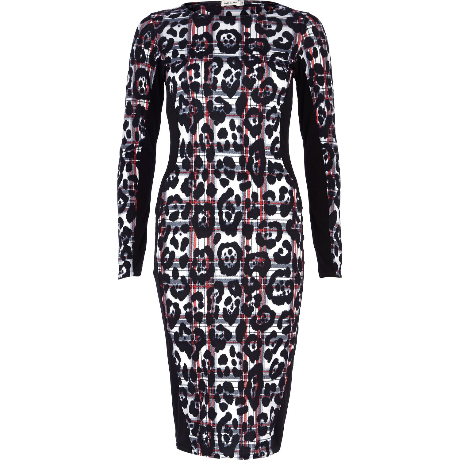 River Island Red Tartan And Leopard Print Midi Dress in Animal (red) | Lyst