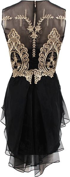 marchesa notte black and gold gown