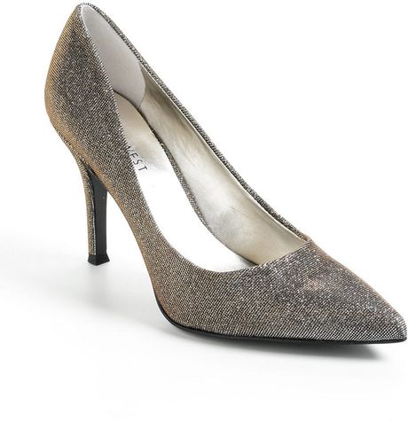 pewter leather pumps