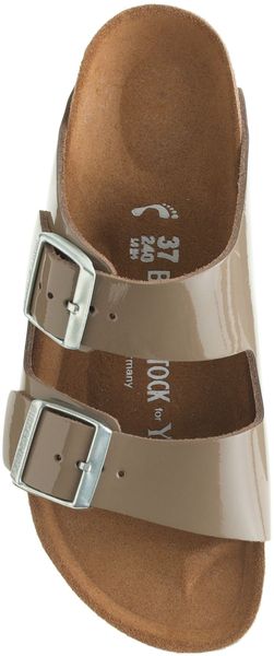 ... Birkenstock For Patent Leather Arizona Sandals in Brown (wet stone