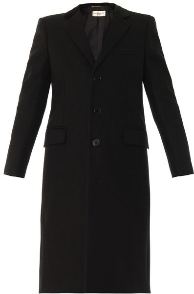Saint Laurent Single-Breasted Chesterfield Coat in Black | Lyst