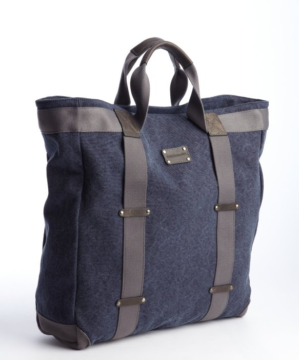 Dolce & Gabbana Navy Leather and Canvas Shopping Bag in Blue for Men (navy) | Lyst