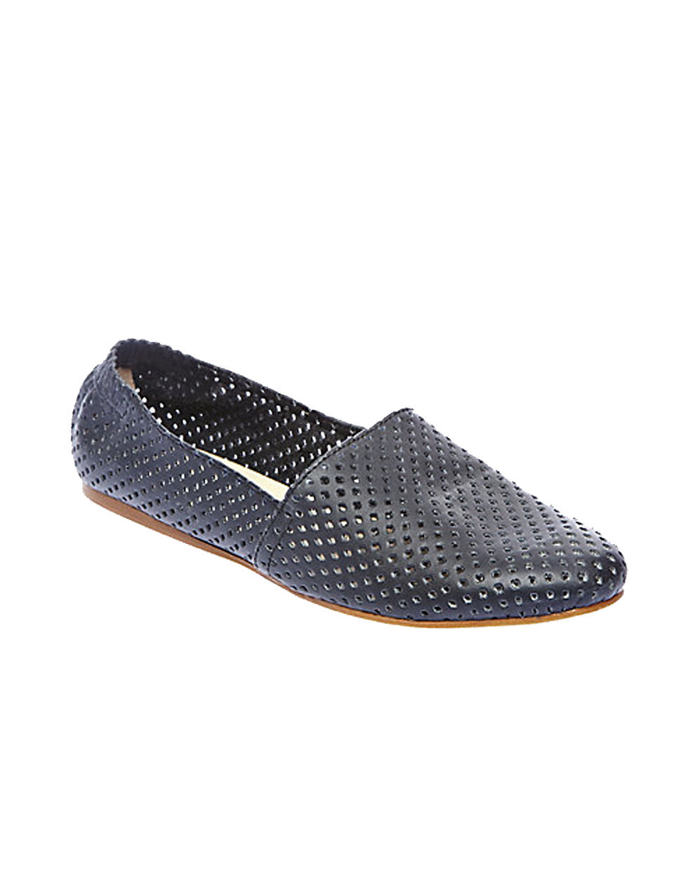 Steve Madden Sweet Perforated Leather Flats in Black | Lyst