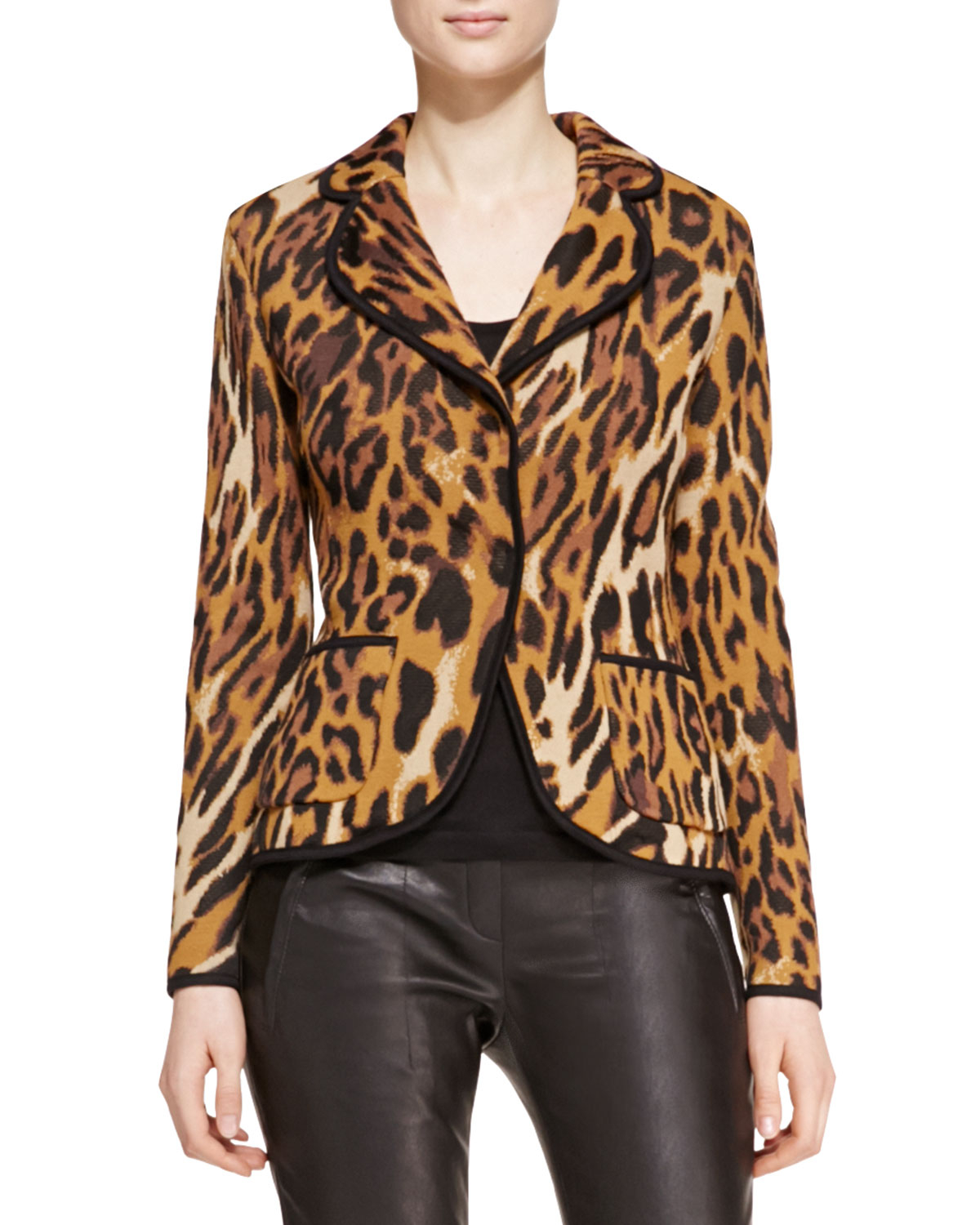 Escada Long-Sleeve Leopard-Print Blazer in Animal (LEOPARD) | Lyst