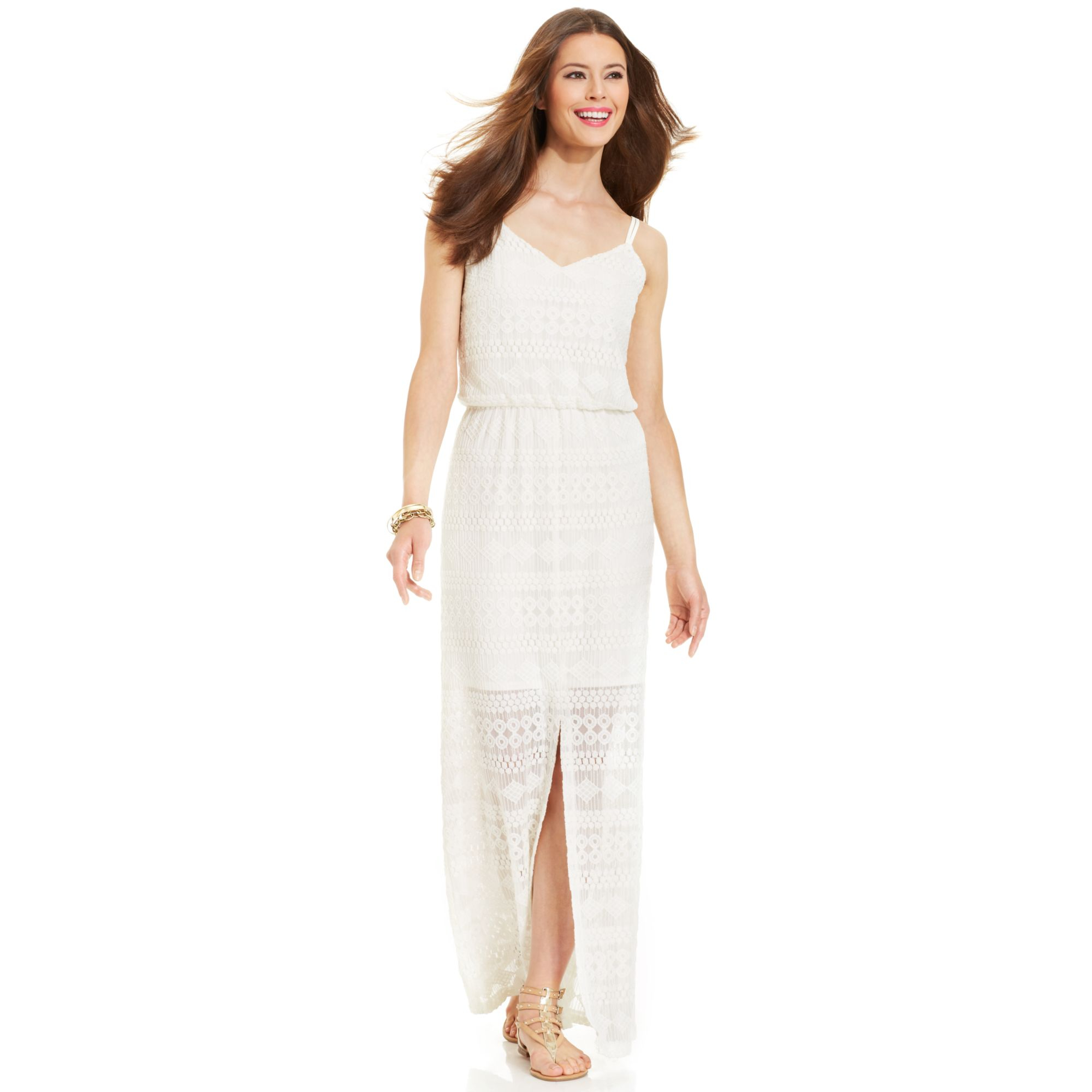 Vince Camuto Crochetlace Blouson Maxi Dress in White (Ivory)