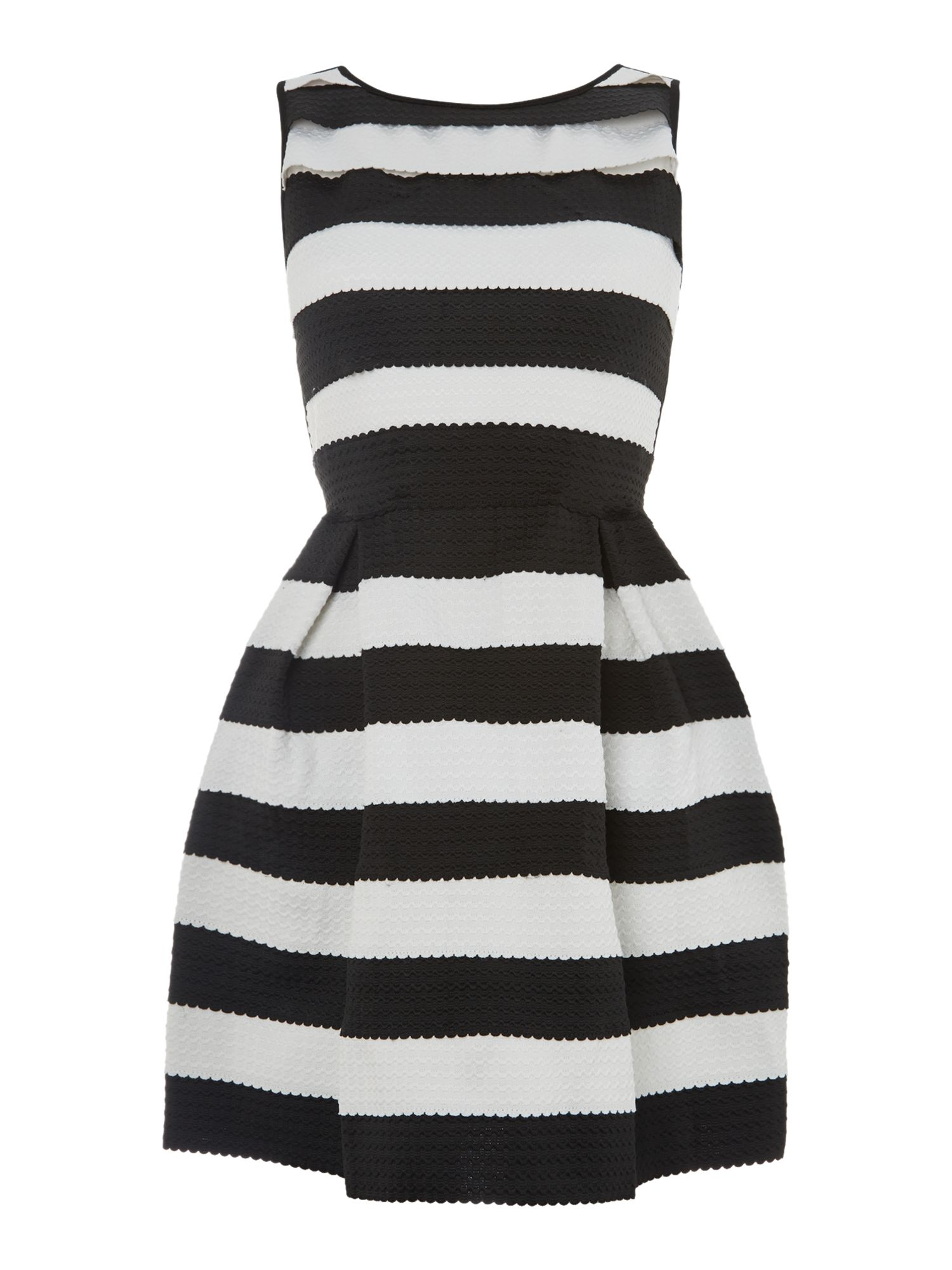 Tfnc Fit And Flare Striped Dress In White Black White Lyst