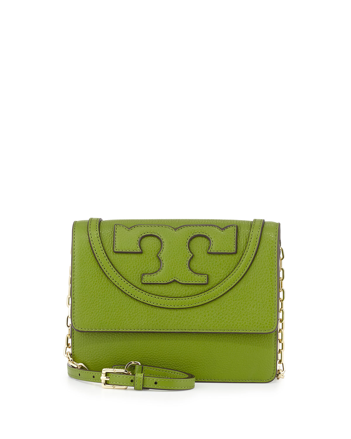 Tory Burch All T Pebbled Crossbody Bag Leaf Green in Green (LEAF GREEN
