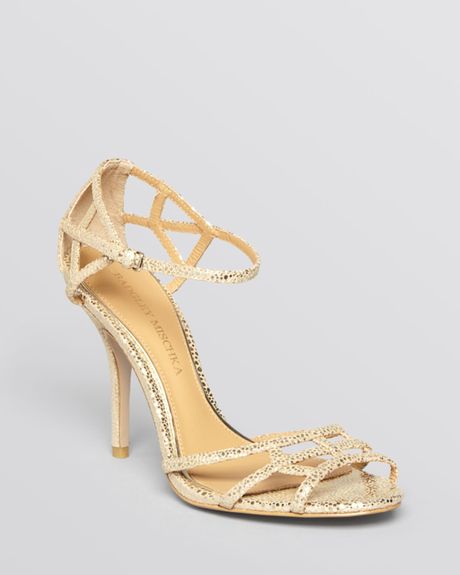 gold open toe chunky heels