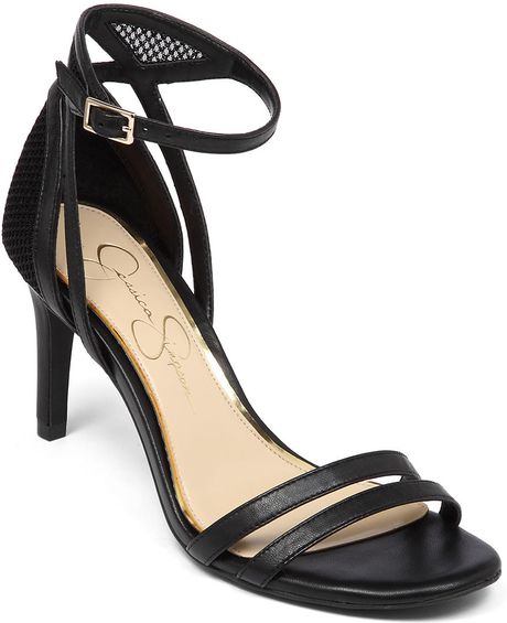 Jessica Simpson Mayetta High-Heel Leather Sandals in Black (Black ...