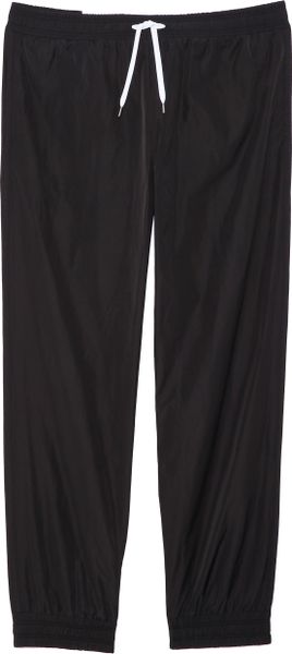 black nylon track pants