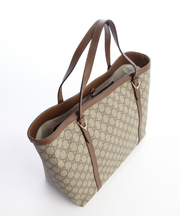 Gucci Medium Brown and Dark Tan Gg Canvas and Leather Tote Bag in Brown | Lyst