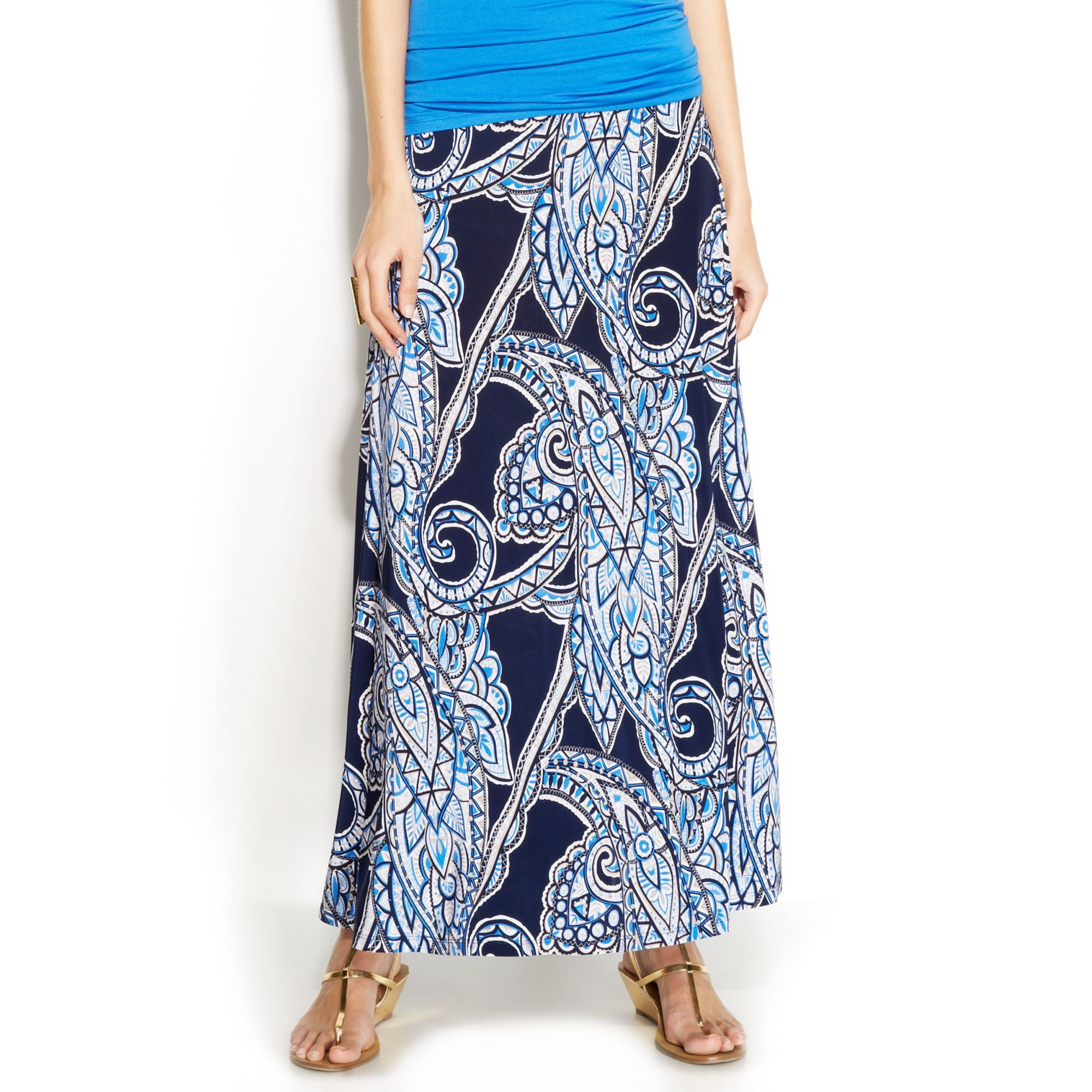 Inc International Concepts Rhinestoneembellished Printed Maxi Skirt in