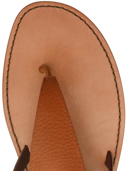 Valentino Rockstud Leather Thong Sandals in Brown