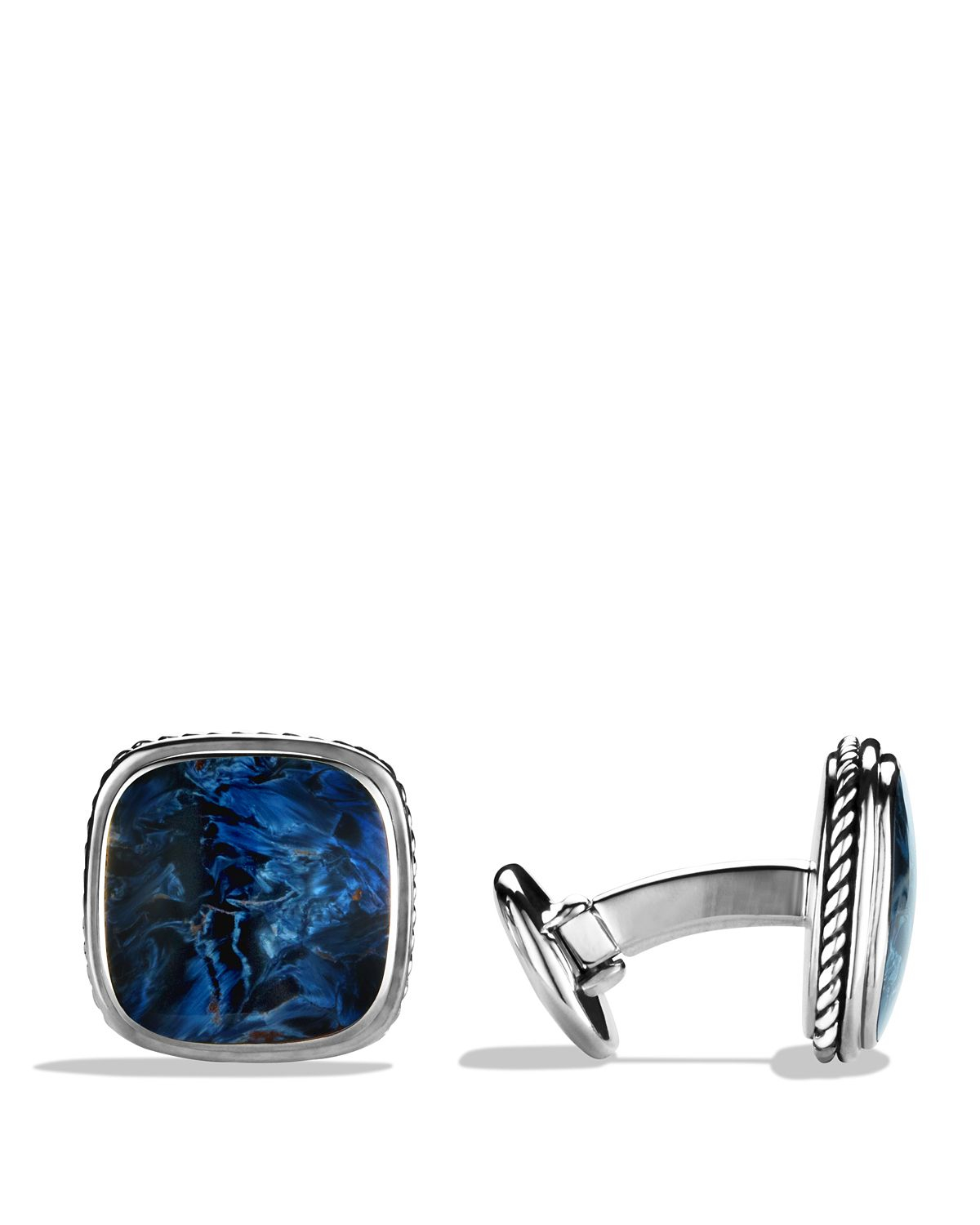 David Yurman Exotic Stone Cufflinks With Pietersite in Silver for Men