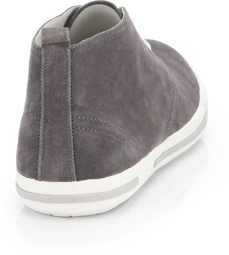 prada grey suede trainers
