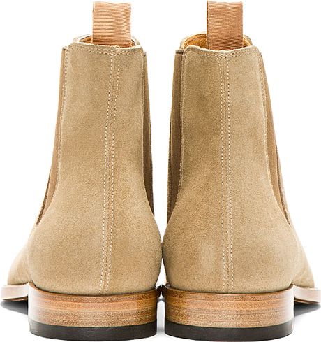 saint laurent tan suede chelsea boots