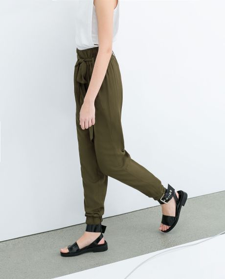 zara trousers with belt