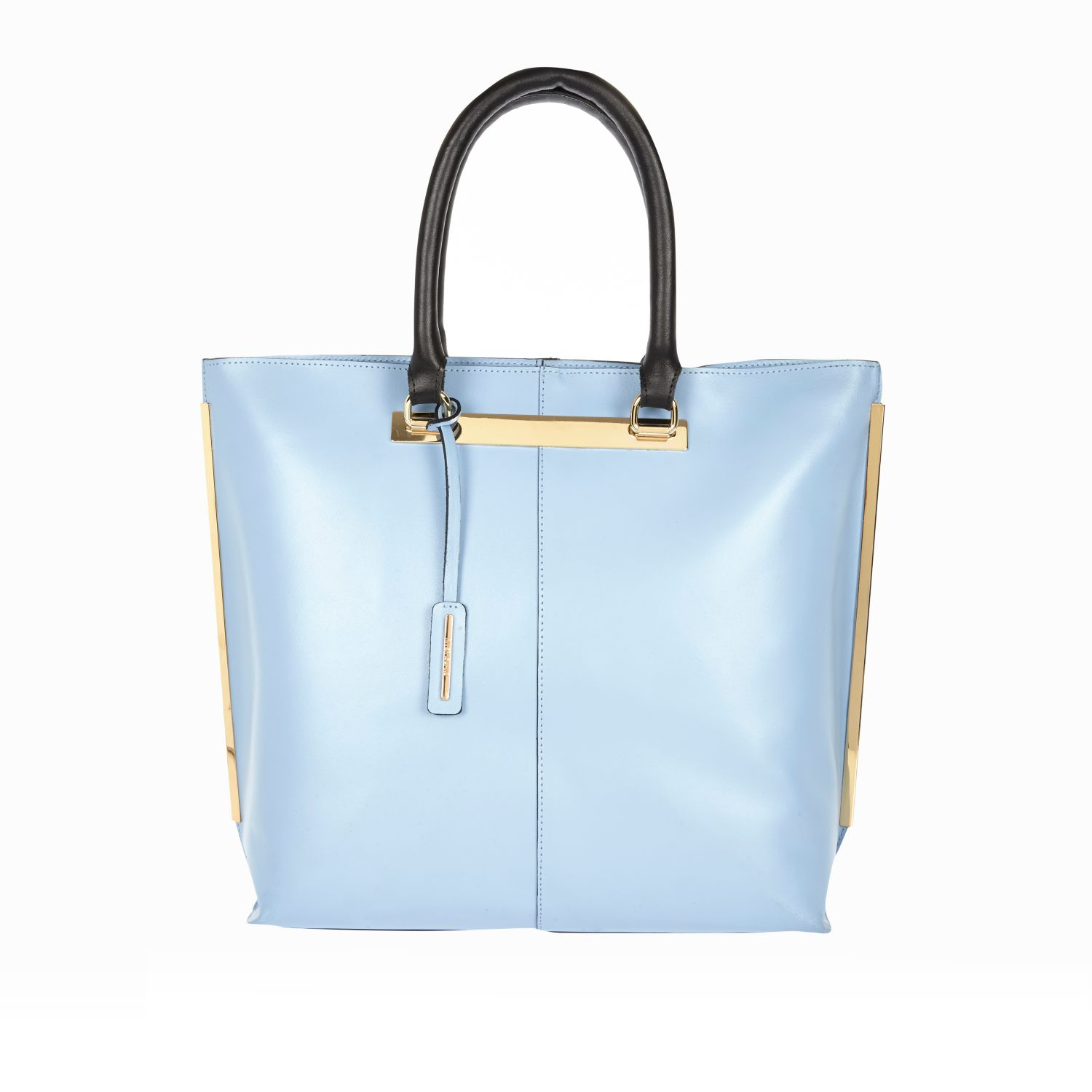River Island Light Blue Leather Metal Trim Tote Bag in Blue River Island Light Blue Leather Metal Trim Tote Bag in Blue