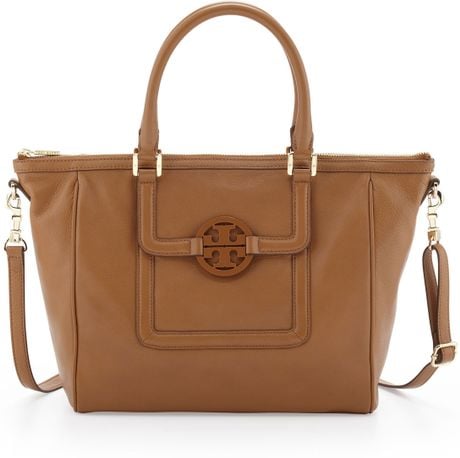 Tory Burch Amanda Ziptop Leather Tote Bag Tan in Brown (TAN) | Lyst