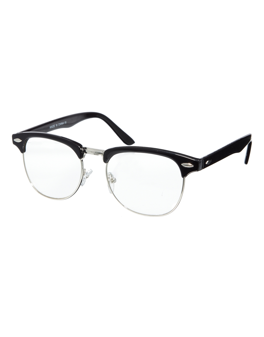 Asos Clubmaster Glasses With Clear Lens In Black For Men Lyst