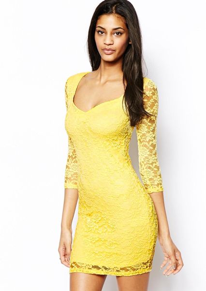 asos-yellow-sweetheart-lace-mini-bodycon-dress-mini-dresses-product-1 ...