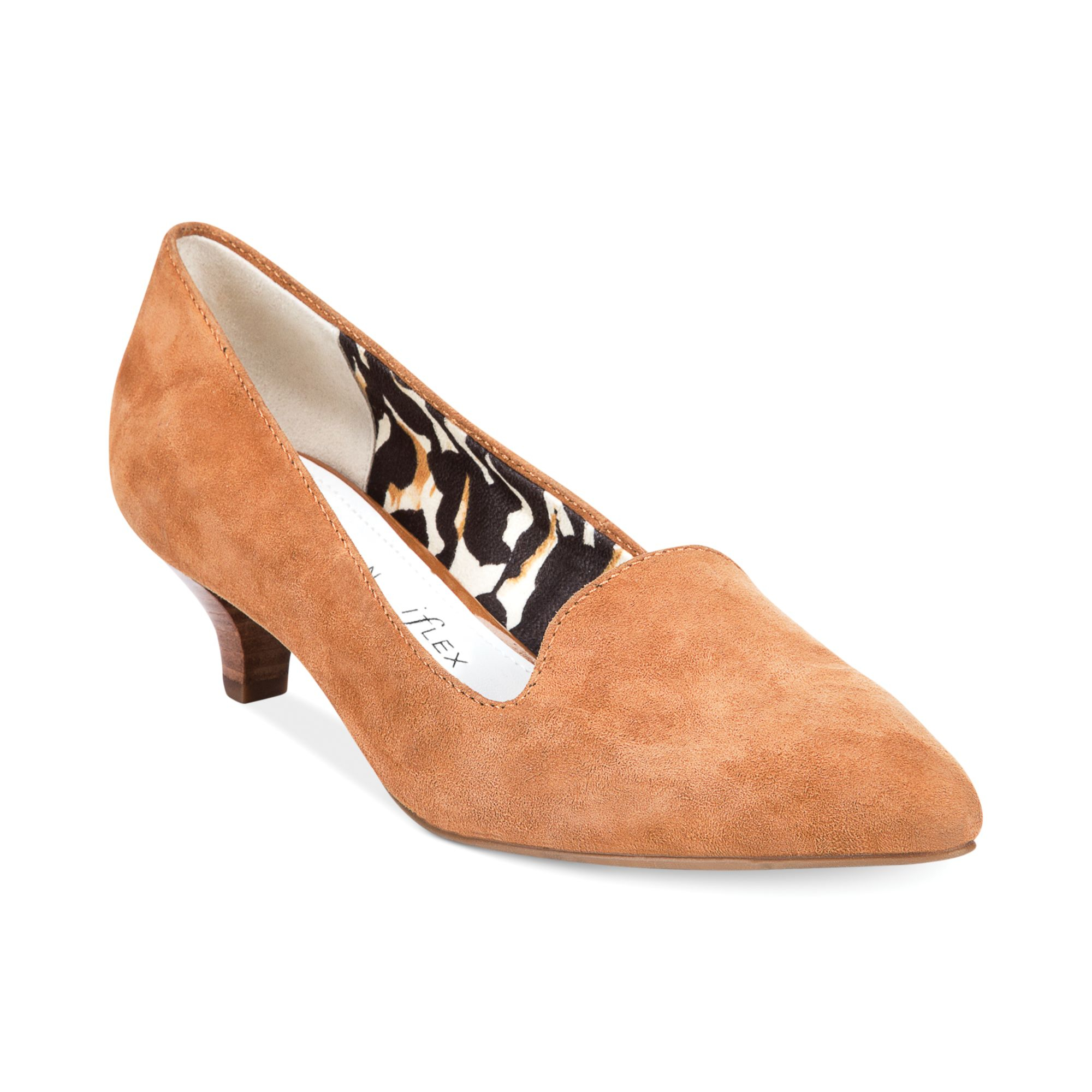 camel suede block heel