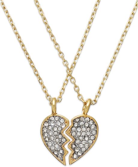 Juicy Couture Goldtone Best Friend Pave Heart Charm Necklace Set in ...