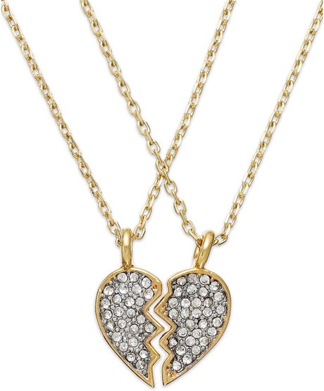 Juicy Couture Goldtone Best Friend Pave Heart Charm Necklace Set in ...