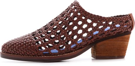 woven brown mules