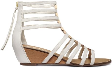 white gladiator wedges