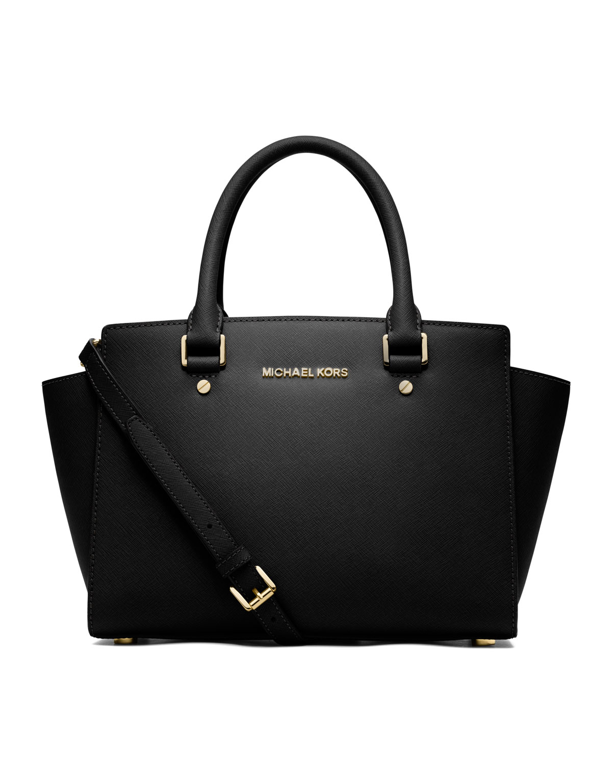 Michael Kors Michael Medium Selma Topzip Satchel in Black