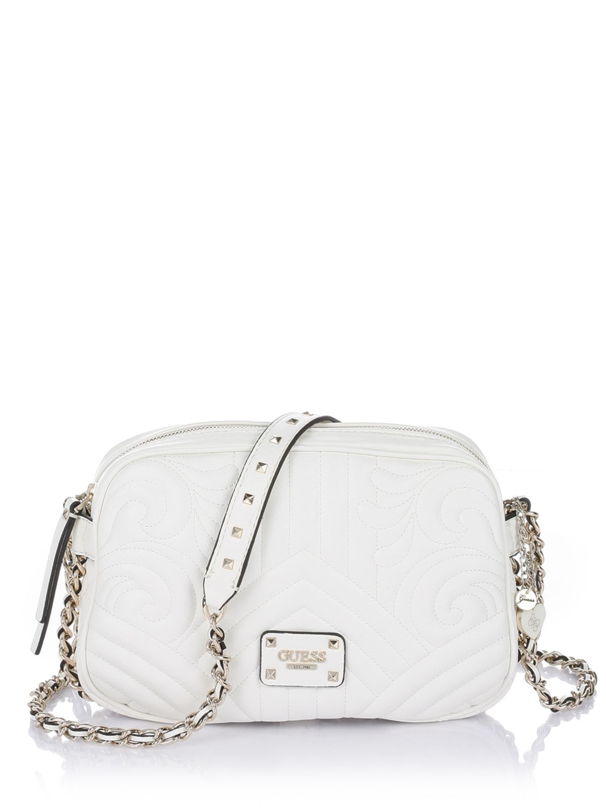 Guess Quilting Rose Crossbody Top Zip Bag in White (cream) | Lyst